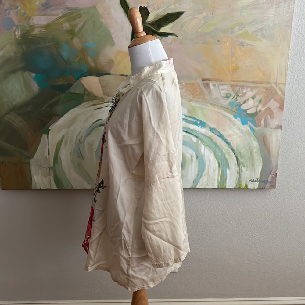 Johnny Was Silk Tunic floral cream small - Picture 6 of 16